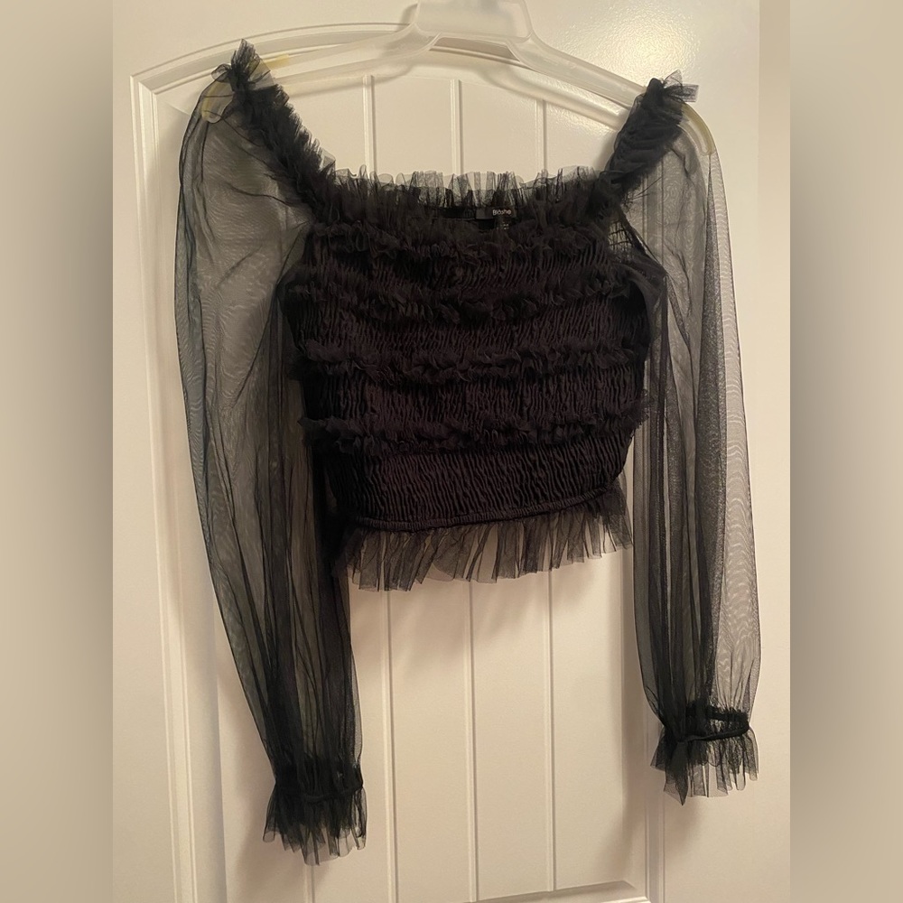 Black Blashe Cropped Cinched Top LARGE-XL